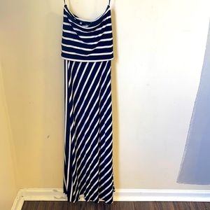 Bebe Black and White Strapless Maxi Dress